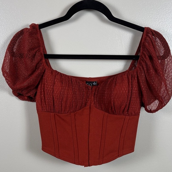 Windsor Tops - Windsor Cropped Corset Puff Sleeve Top